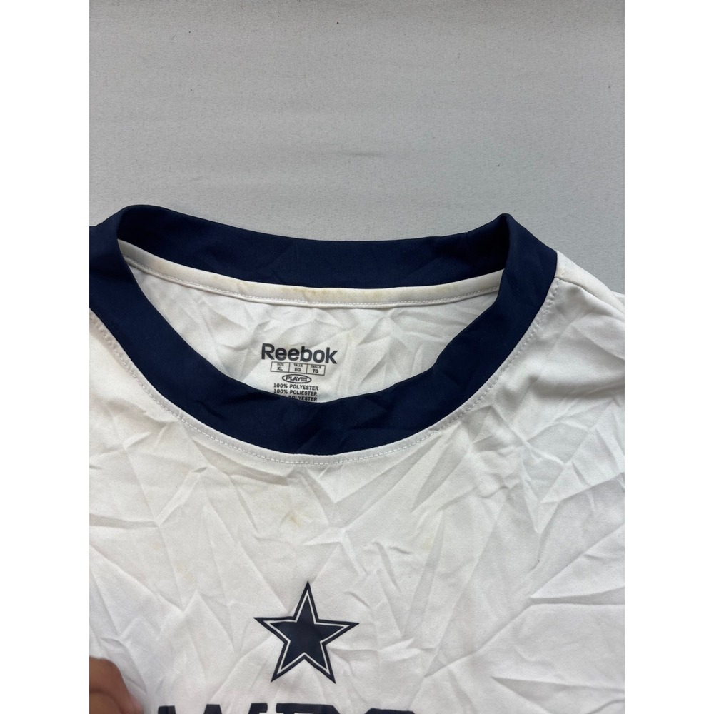 Reebok Dallas Cowboys NFL Football T-Shirt Mens XL White Navy Blue PlayDry Top - Picture 2 of 3